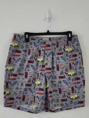 L.L.Bean Gray Outdoor Print Lounge Shorts Size Medium
